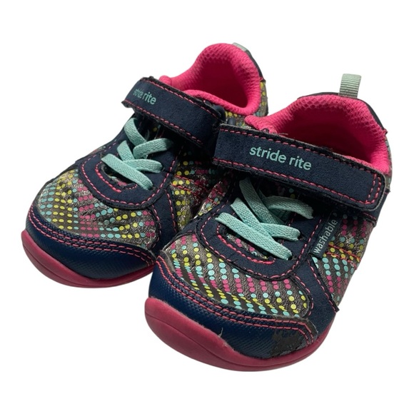 Stride Rite Navy and Pink Kids Sneakers size 5M - Picture 1 of 9